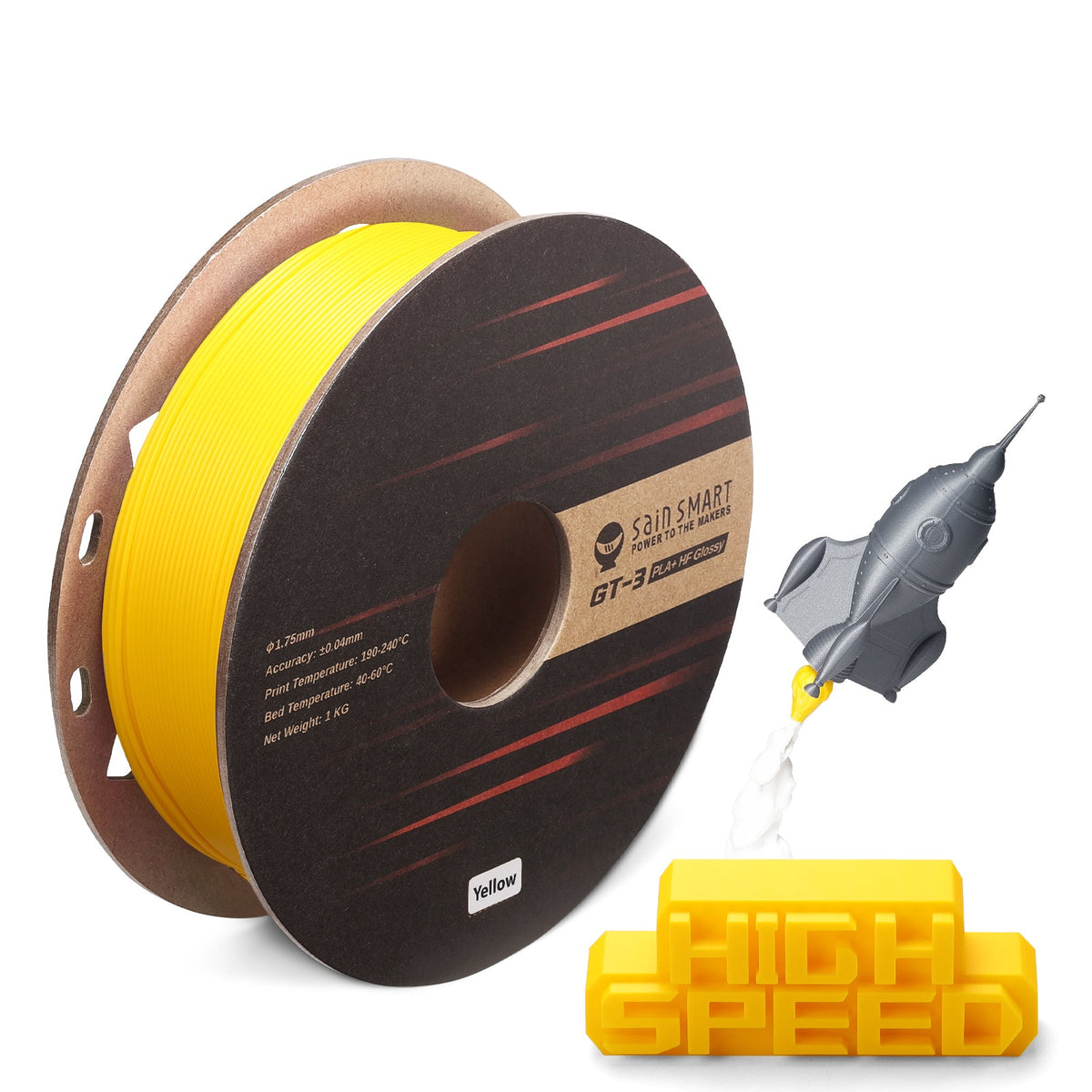 GT-3 high speed glossy PLA+ filament 1.75mm 1kg