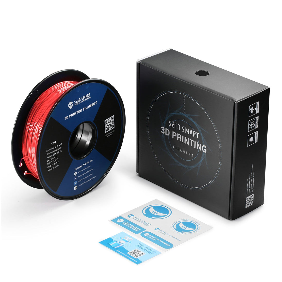 Neon color TPU filament bundle, 1.75mm
