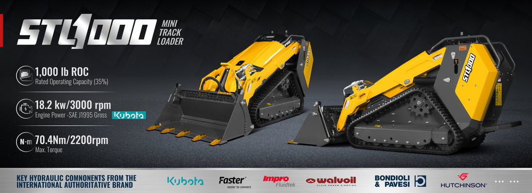 MechMaxx Croba STL1000 mini skid steer with 4-in-1 bucket