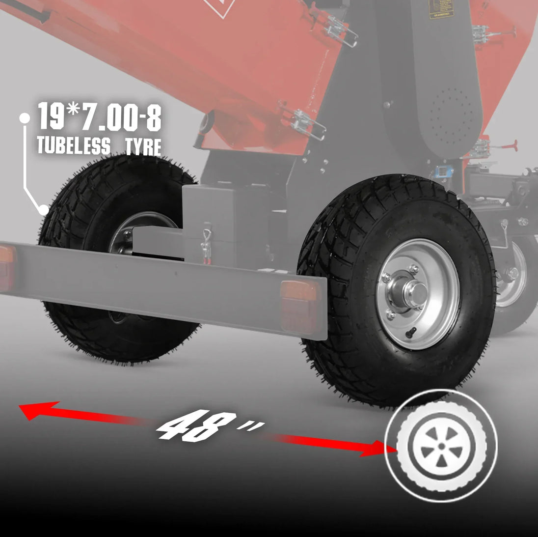MechMaxx 6-inch wood chipper wheels and taillights