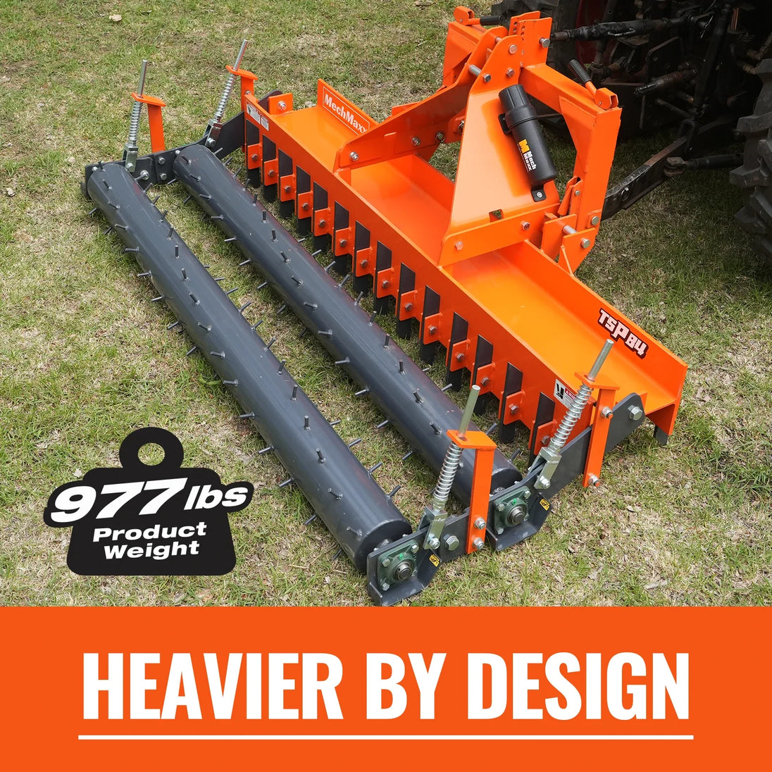 MechMaxx 84" Heavy Duty Soil Pulverizer, Double Spiked Roller, 29 Shanks, Category 1 and 2, 3 Point Hitch Tractor Attachment, TSP84D - view 3