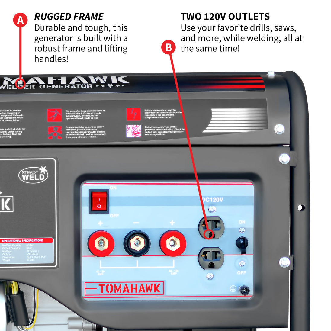 120 Amp Engine Driven Welder Generator 2200 Watt 7 HP Gas Powered - view 7
