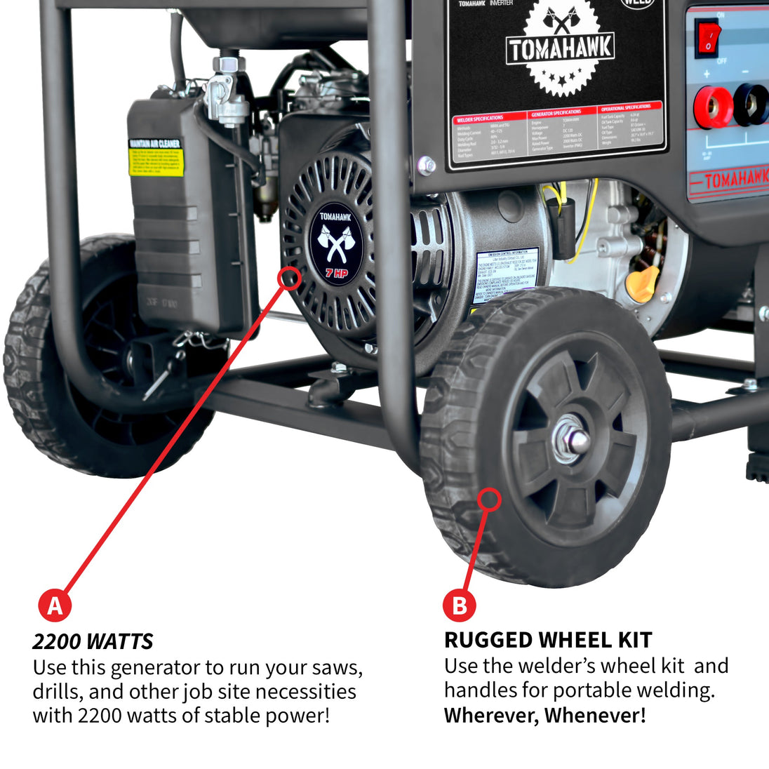 120 Amp Engine Driven Welder Generator 2200 Watt 7 HP Gas Powered - view 8