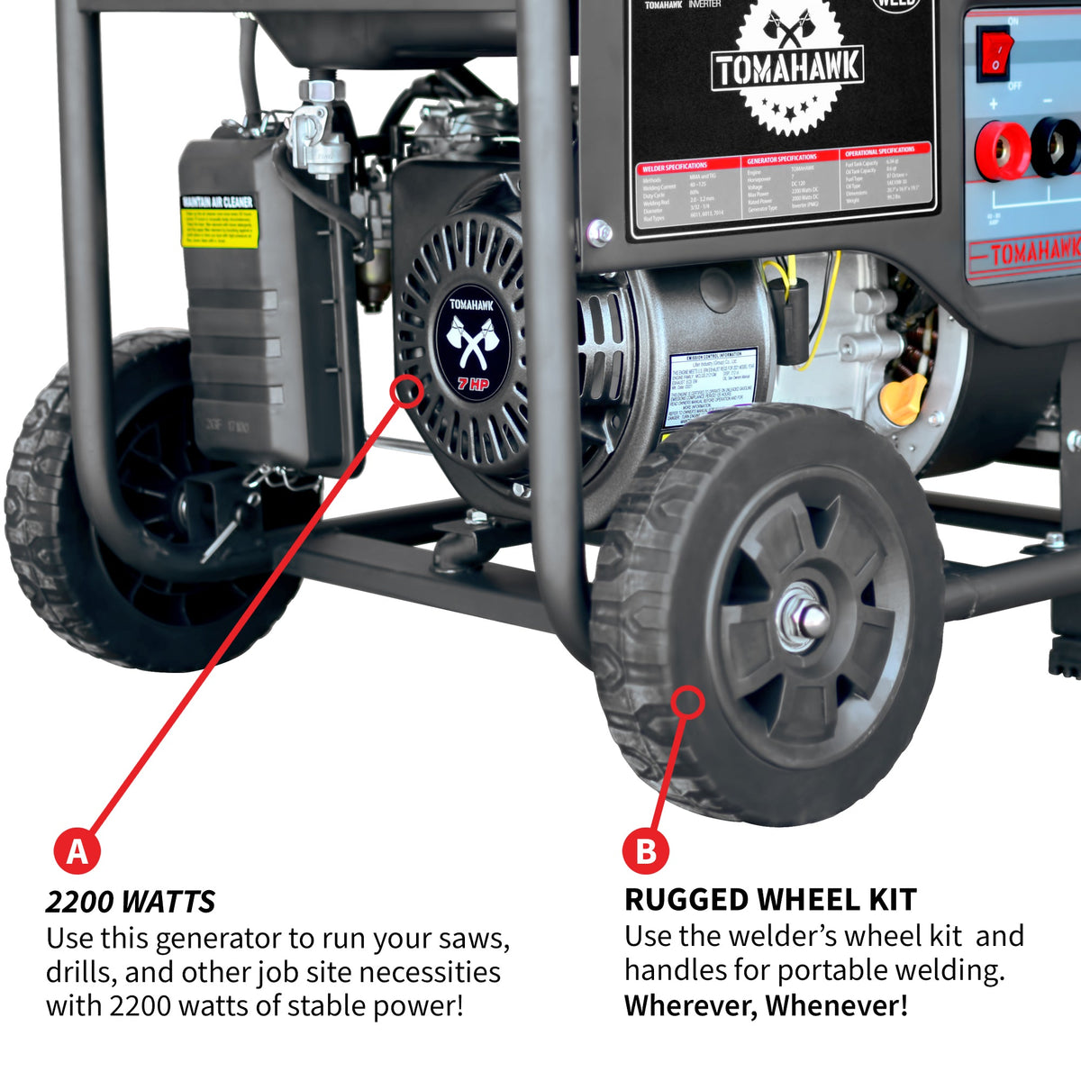 120 Amp Engine Driven Welder Generator 2200 Watt 7 HP Gas Powered - view 8