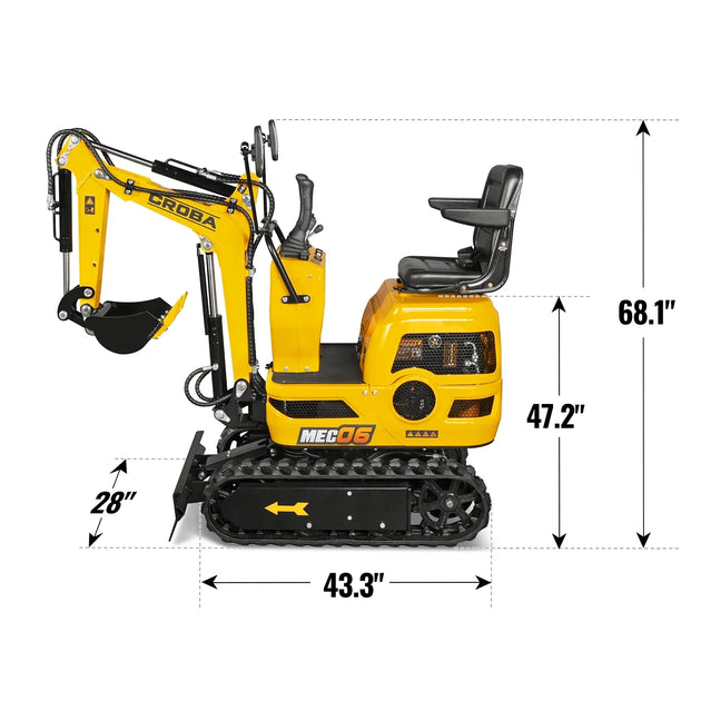 MechMaxx MEC06 Mini Compact Excavator — Loncin 300cc, 0.6-Ton