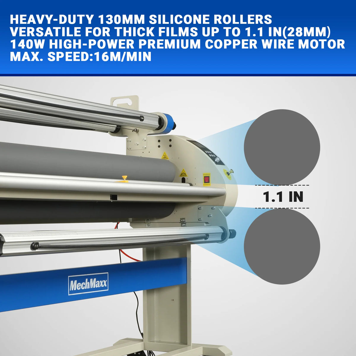 MechMaxx 67" Wide Format Full Auto Cold & Heat Assisted Pneumatic Laminator Machine with 4 Trimmers, Max Speed 52.5 ft/min, 63" Max Laminating Width, 1.1" Max Thickness, Infrared Heating, Digital Control (Requires Air Compressor, Not Included)-1700-A3 - view 6