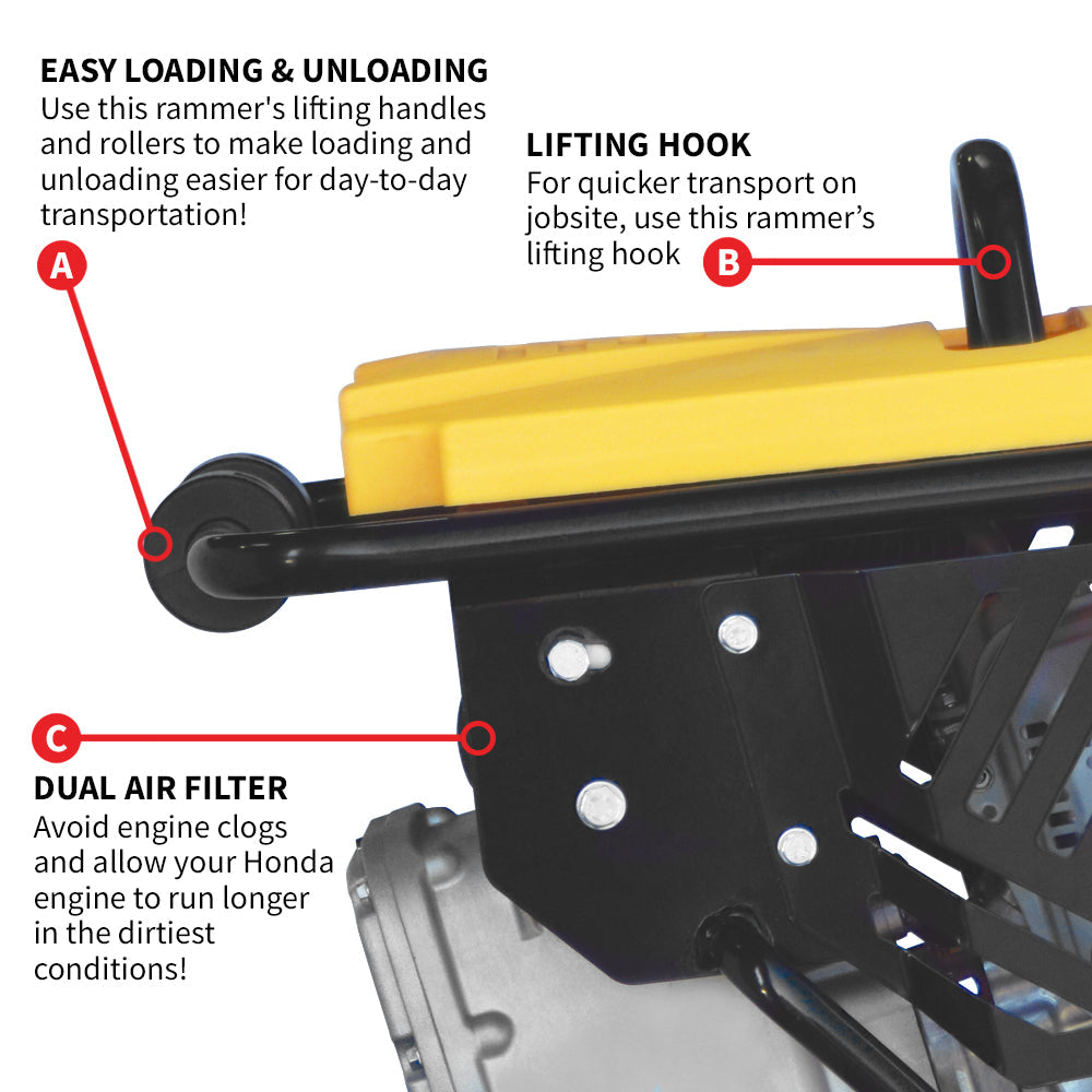 3.6HP Honda Vibratory Rammer Jumping Jack Tamper with Honda GXR120 Engine Impact Force 3,550 lbs/ft - view 6