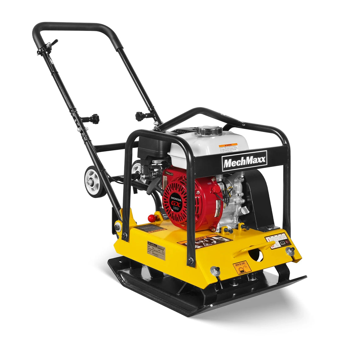 MechMaxx Honda GX160 Vibratory Plate Compactor with Wheel Kit, 3600 lb Centrifugal Force for Soil, Gravel, Asphalt and Paver Base, PC90H