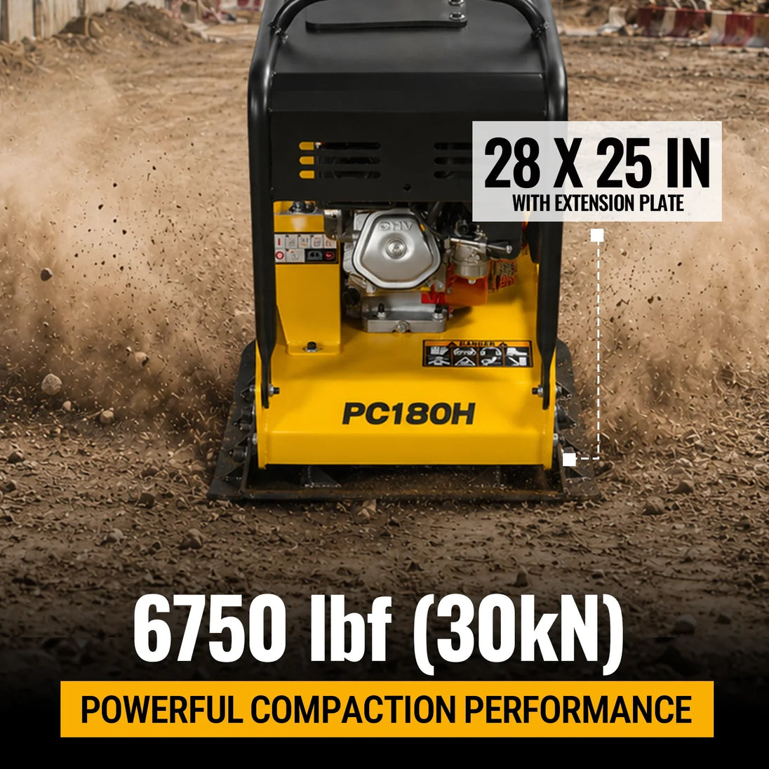 MechMaxx Honda GX270 Reversible Plate Compactor with Wheel Kit and Extension Plates, 6750 lb Centrifugal Force, PC180H - view 4