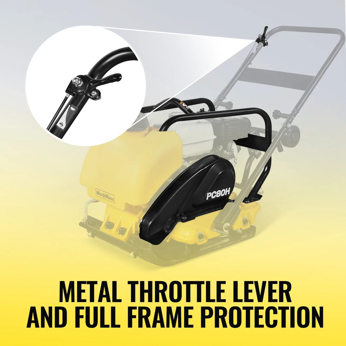 MechMaxx Honda GX160 Vibratory Plate Compactor with Wheel Kit, 3150 lb Centrifugal Force for Soil, Gravel, Asphalt and Paver Base, PC80H - view 6