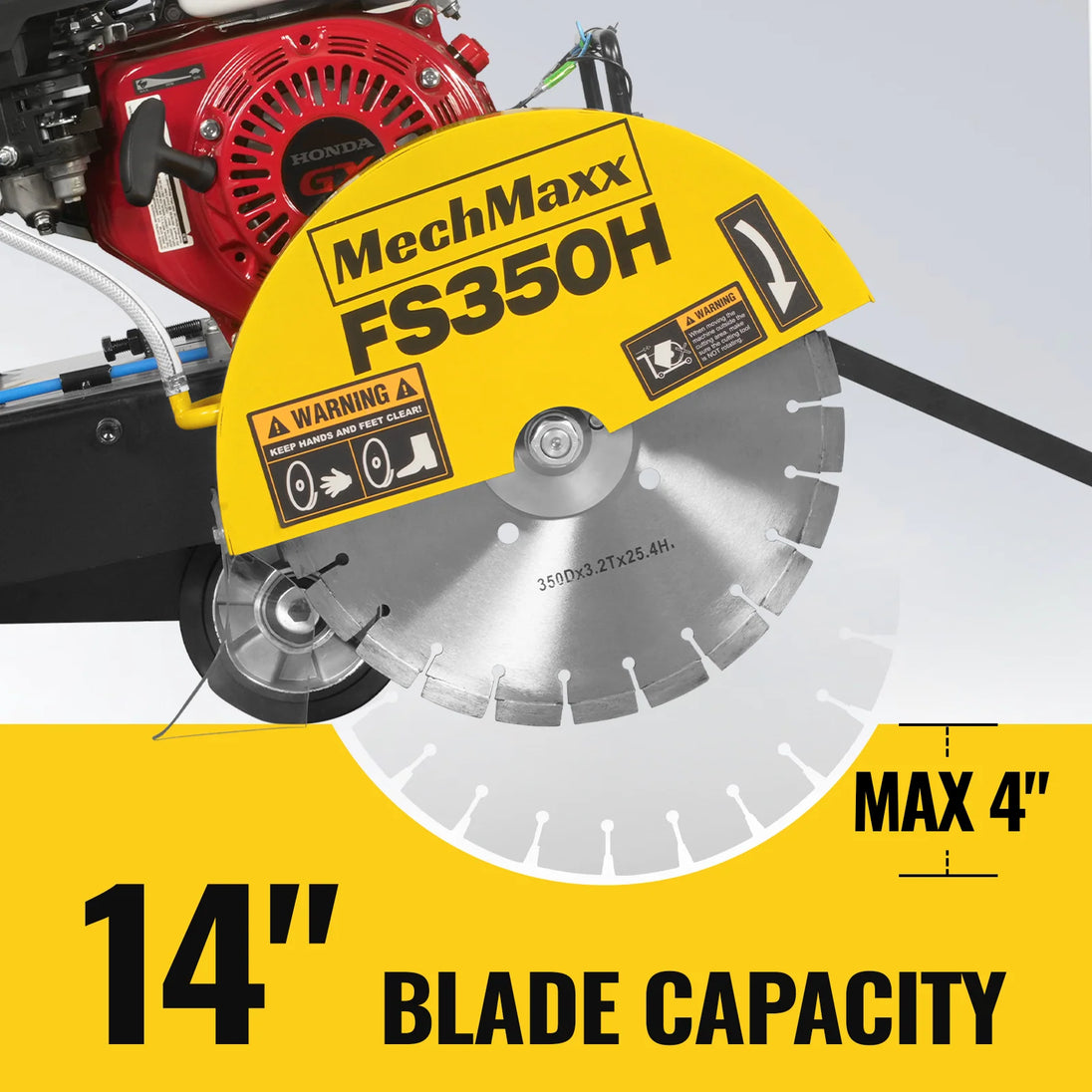 MechMaxx Honda GX160 Walk-Behind Concrete Floor Saw, 14 in Blade, 4 in Cutting Depth, FS350H - view 4