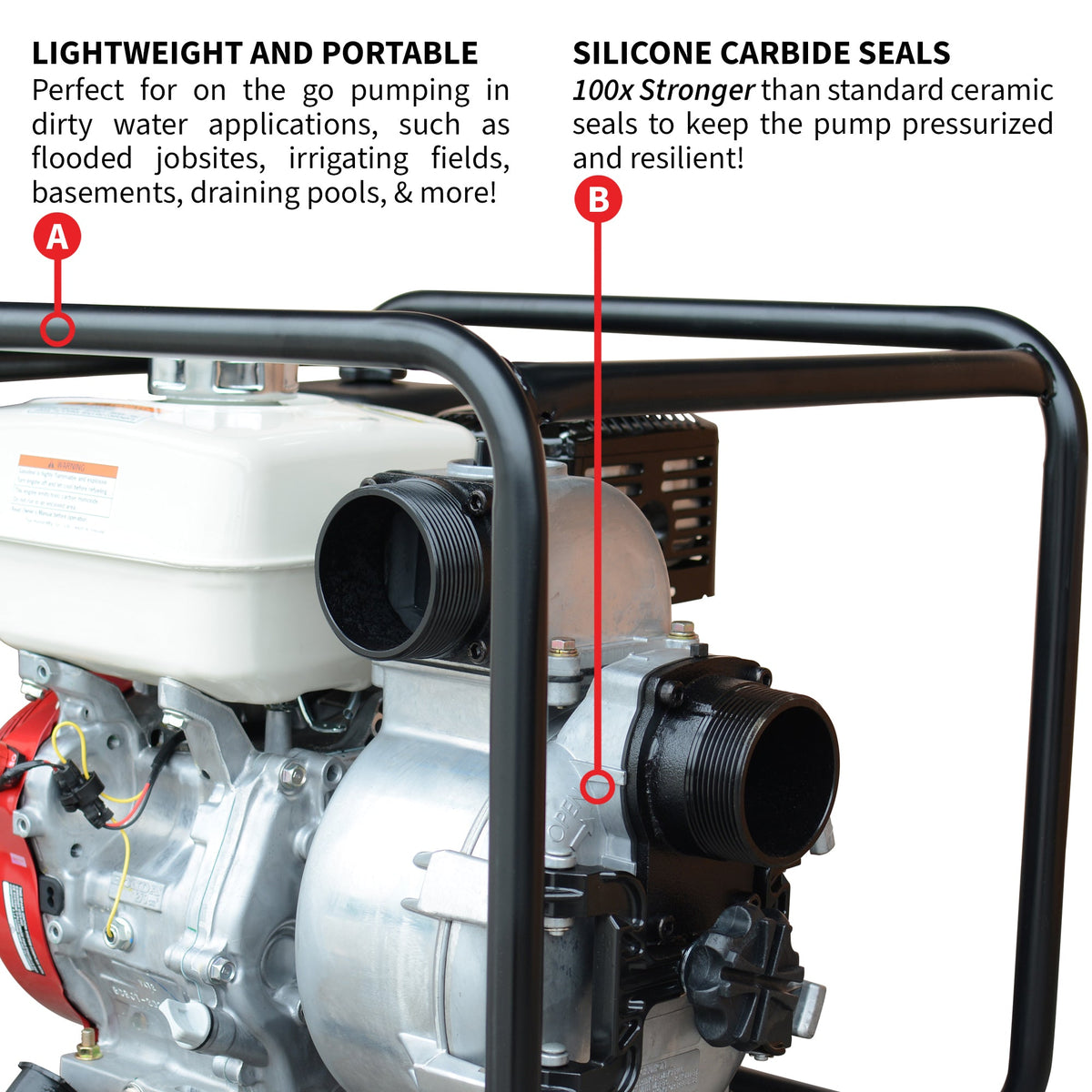 3 Inch Trash Water Pump 375 GPM 8 HP GX270 powered by Honda Portable Utility - view 7