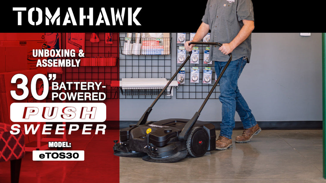 30" Battery Powered Push Sweeper with Triple Power Brooms Electric Drive and Dust Suppression Sprayer - view 4