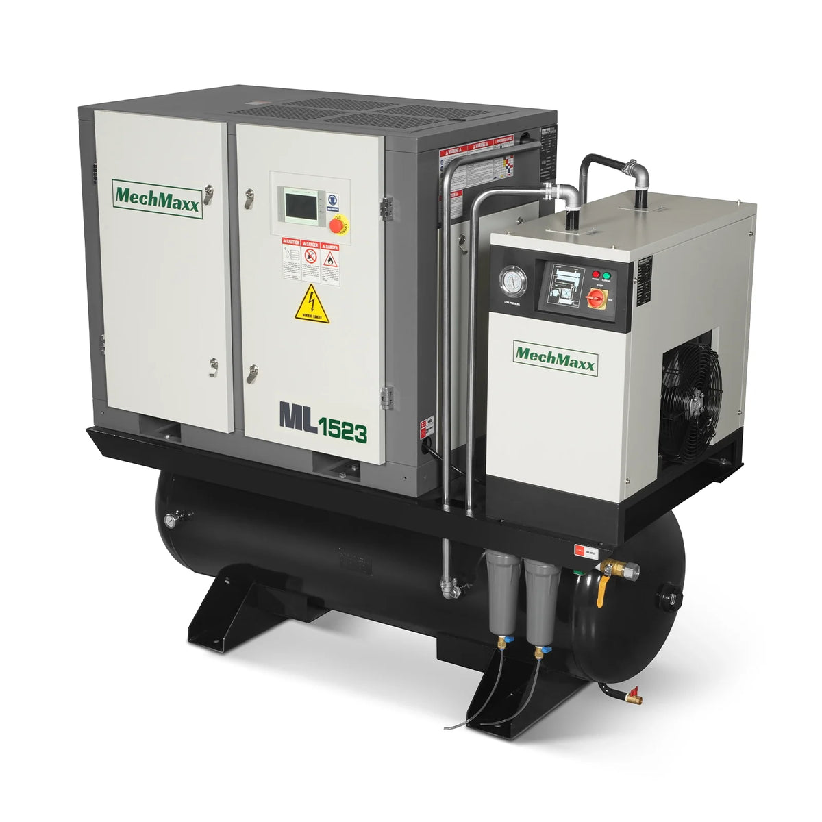MechMaxx 15HP Combined Rotary Screw Air Compressor with Dryer & 105-Gal ASME Tank | 45 CFM, 116 PSI, 230V 3-Phase - Industrial Grade - view 2