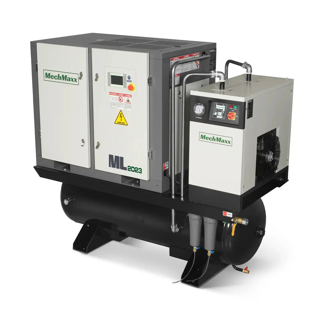 MechMaxx 20HP Combined Rotary Screw Air Compressor with Dryer & 105-Gal ASME Tank | 78 CFM, 116 PSI, 230V 3-Phase - Industrial Grade