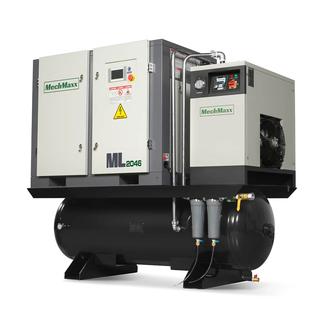 MechMaxx 20HP Combined Rotary Screw Air Compressor with Dryer & 105-Gal ASME Tank | 78 CFM, 116 PSI, 460V 3-Phase - Industrial Grade
