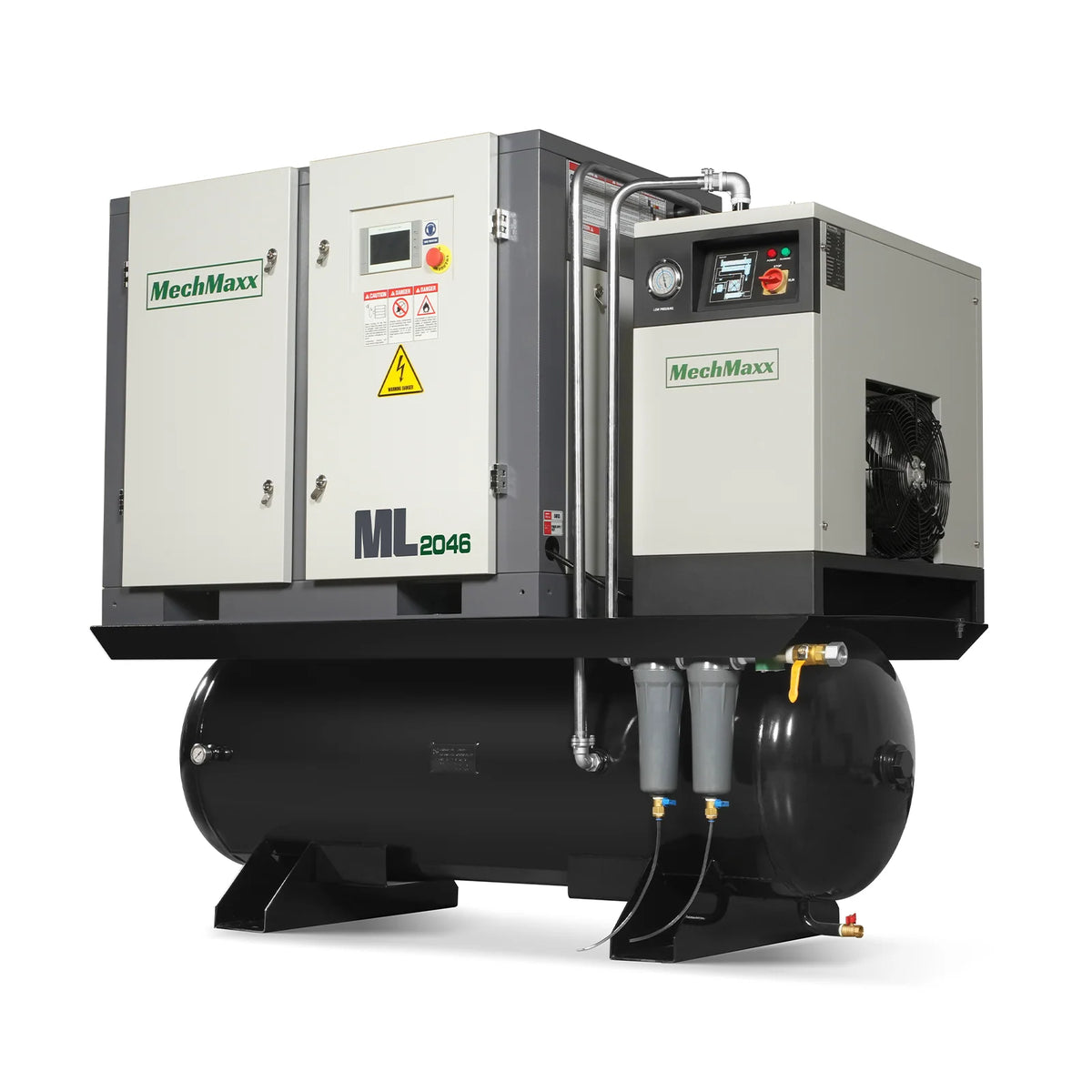 MechMaxx 20HP Combined Rotary Screw Air Compressor with Dryer & 105-Gal ASME Tank | 78 CFM, 116 PSI, 460V 3-Phase - Industrial Grade