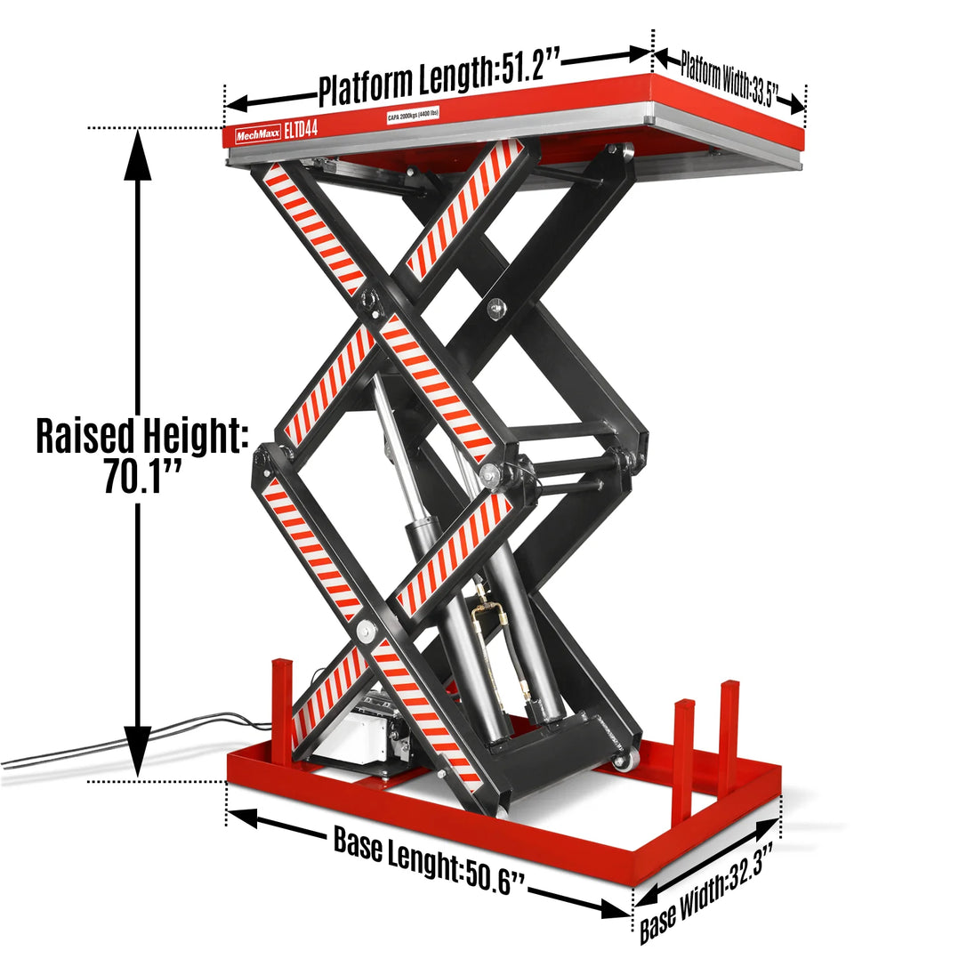 MechMaxx 4,400 lb Electric Hydraulic Double Scissor Lift Table — ELTD44