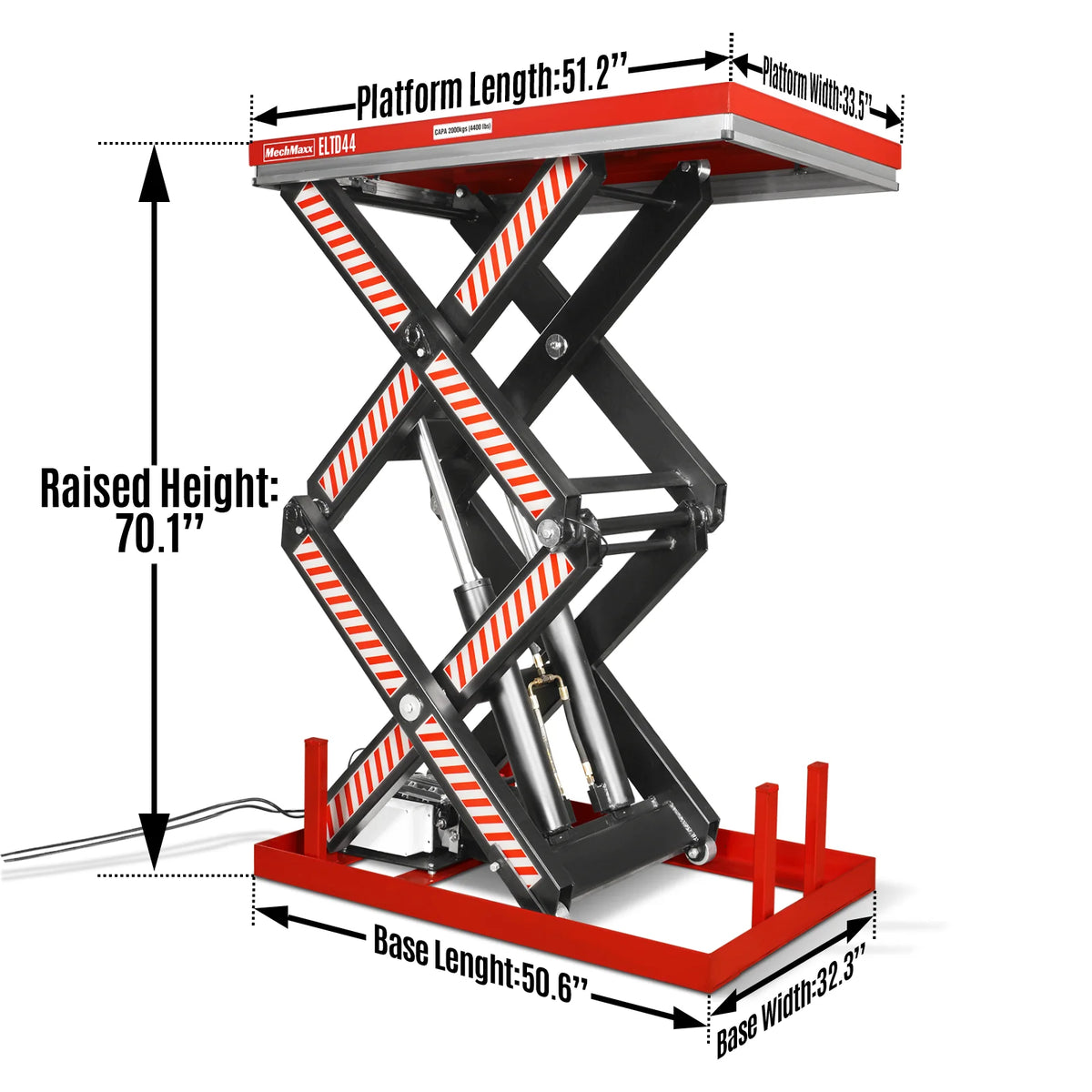 MechMaxx 4,400 lb Electric Hydraulic Double Scissor Lift Table — ELTD44
