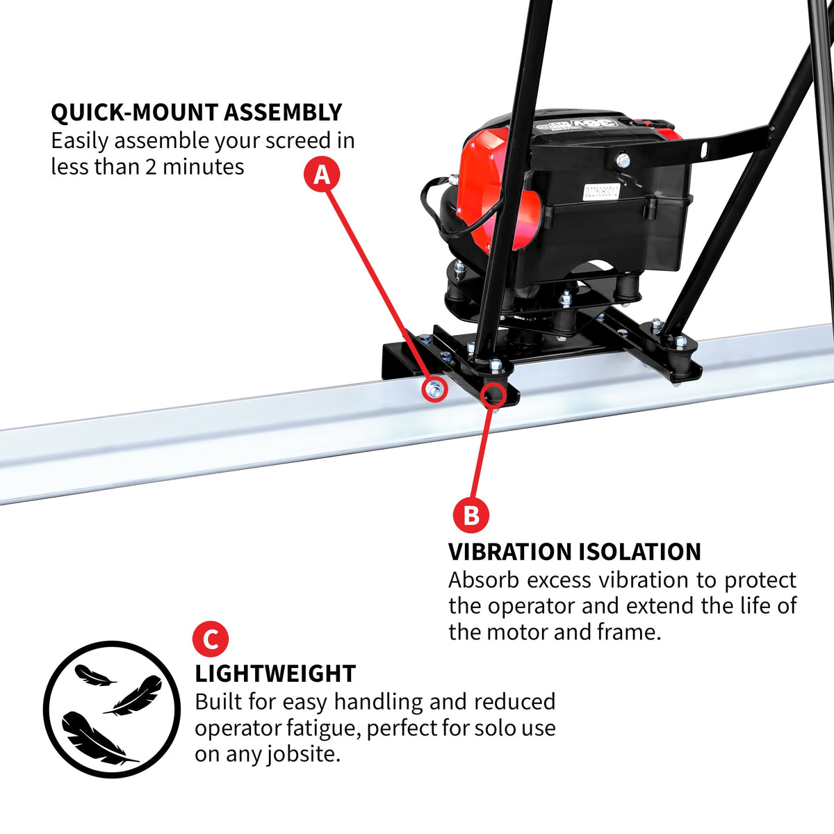 Tomahawk Battery Power Screed 36V 7ah Single Aluminum Blade Bundle (Choose 4ft, 6ft, 8ft, 10ft, 12ft, 14ft) - view 9