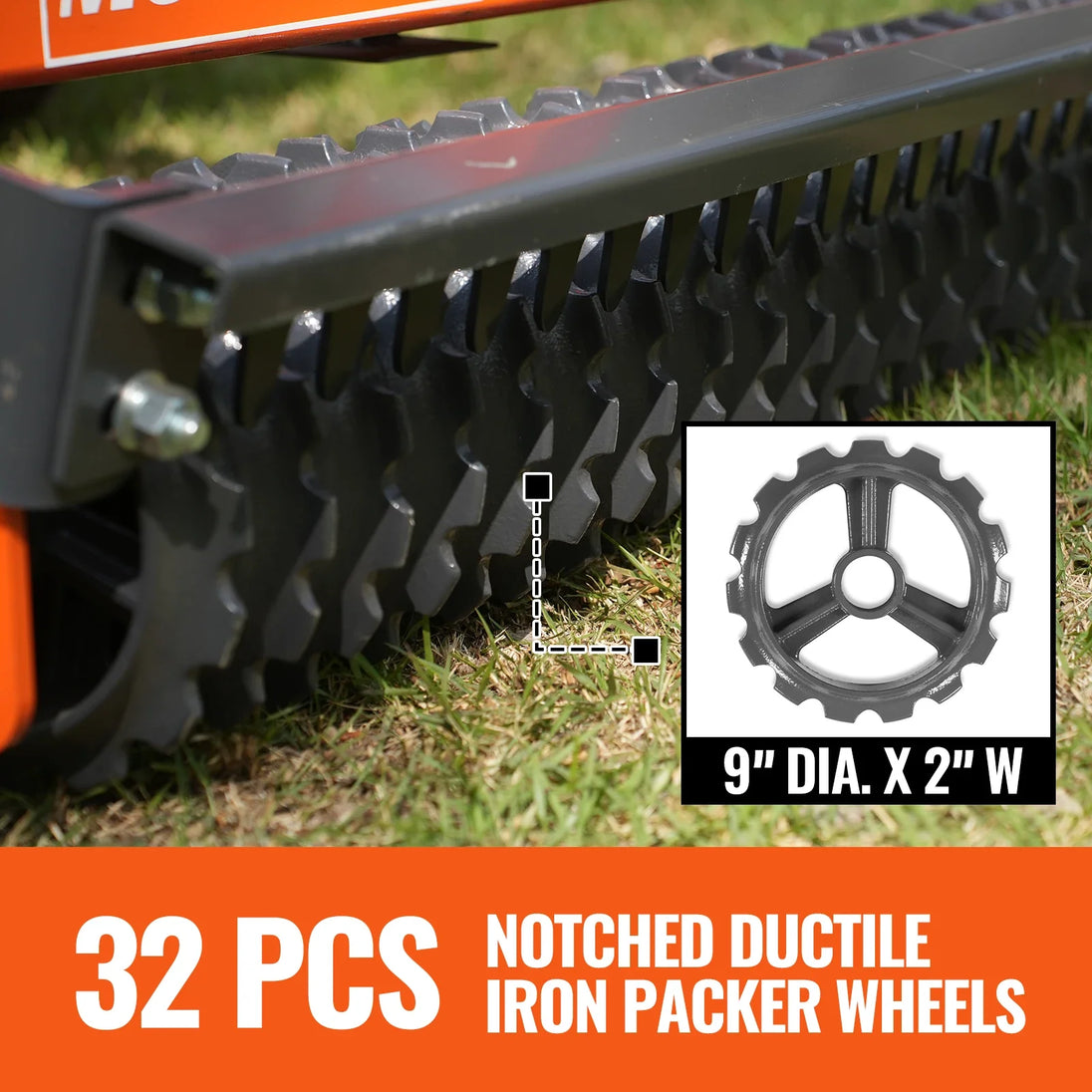 MechMaxx 72" Cultipacker with 32 Ductile Iron Wheels, Scraper Bar Included, Category 1 and 2, 3 Point Hitch Tractor Attachment, TCP1072 - view 4