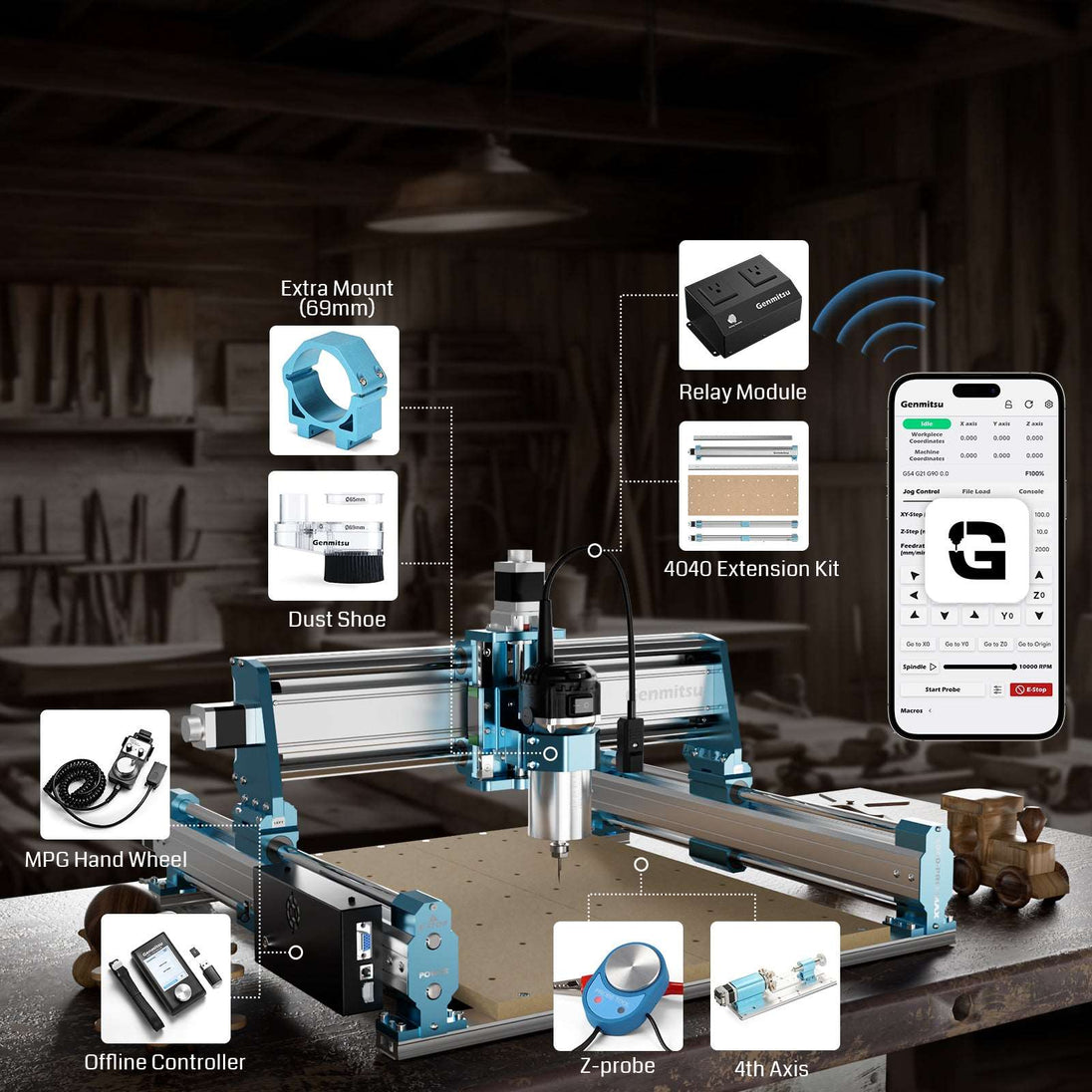 4040-PRO MAX CNC machine with 710W trimmer