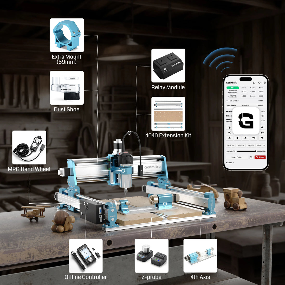 4040-PRO MAX CNC router machine, 710W spindle, linear rail
