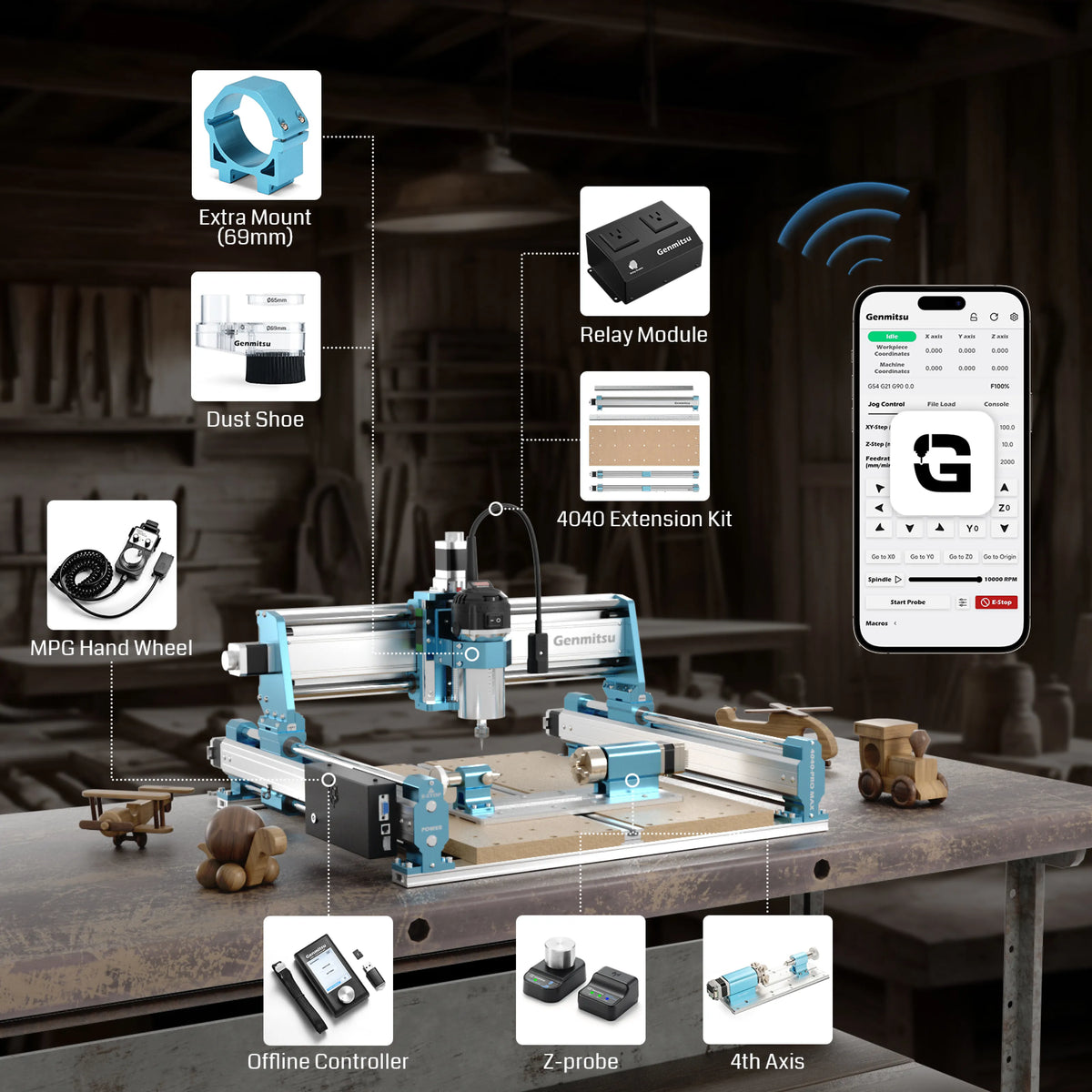 4040-PRO MAX CNC router machine, 710W spindle, linear rail