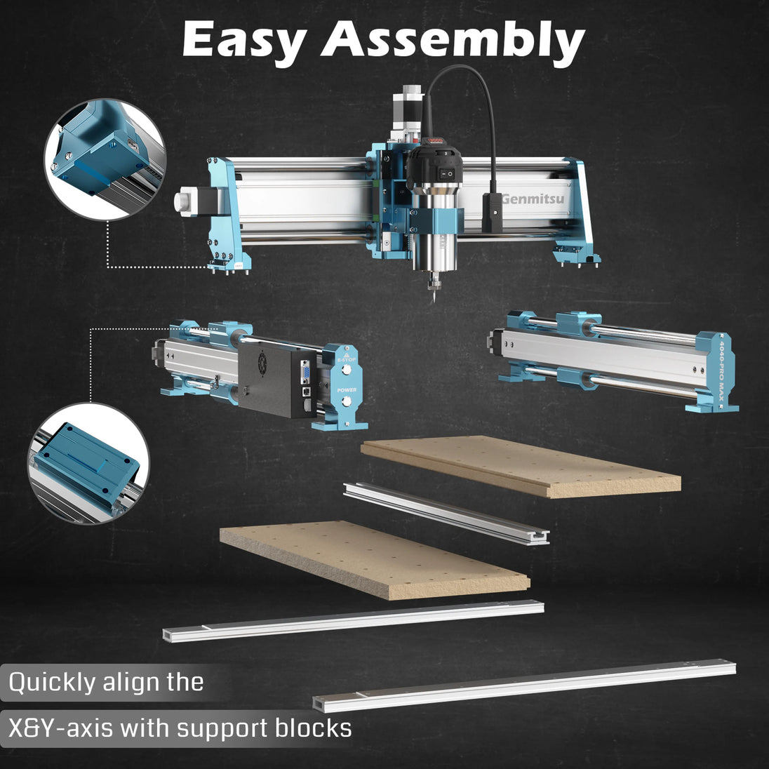 4040-PRO MAX CNC router machine, 710W spindle, linear rail
