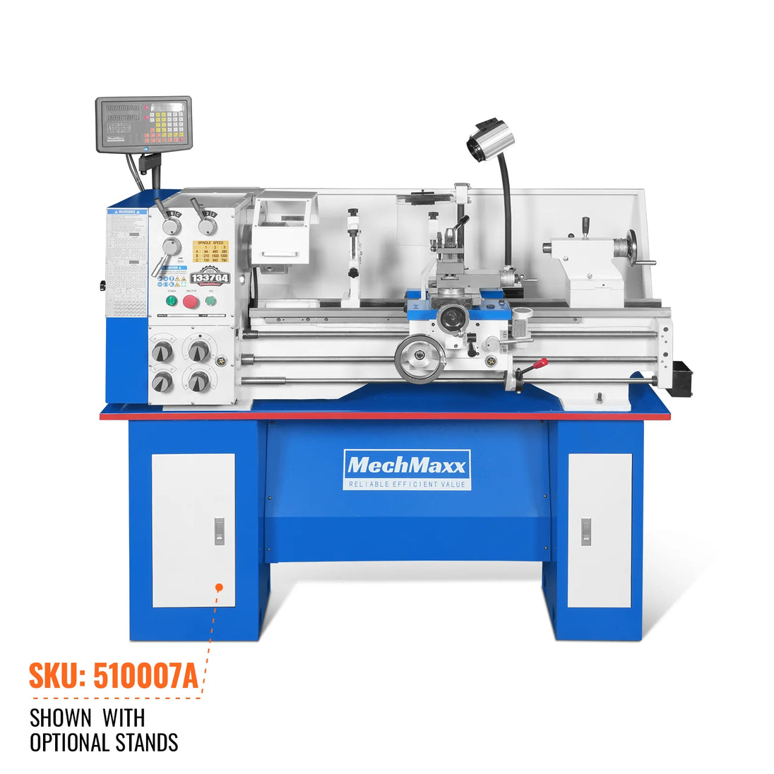 MechMaxx 13" x 37" Industrial Heavy Duty Bench Metal Lathe 1.5HP/1100W Metal Working Lathe High Precision 64-1500 RPM Variable Speed with Four-axis sliding system 1337G4 - view 2