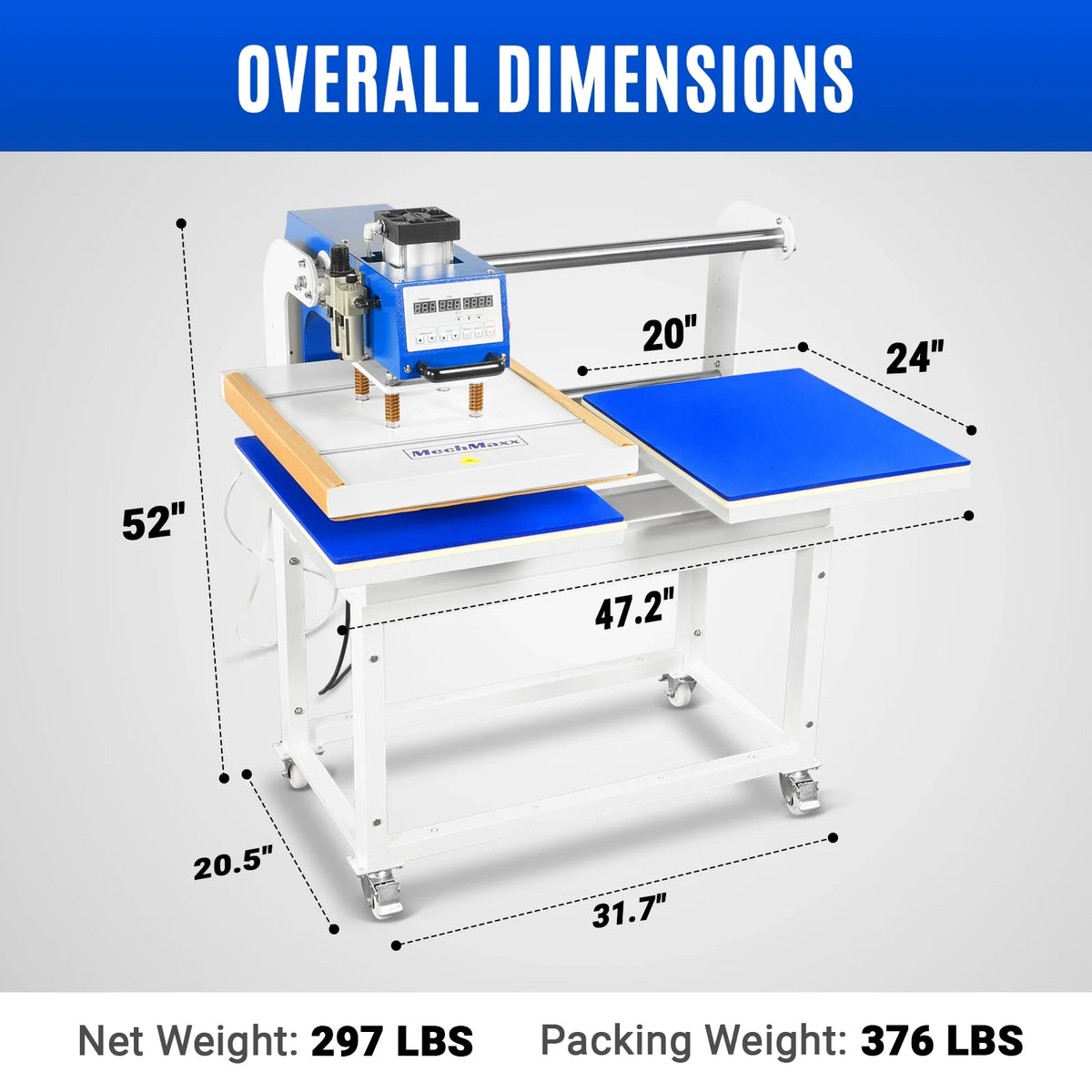 MechMaxx 20x24 Inch (50x60cm) Commercial Pneumatic Dual Platen Heat Press Auto Lift Sublimation Transfer Machine with AIRTAC Pneumatic Components (110V 4HP) - view 2