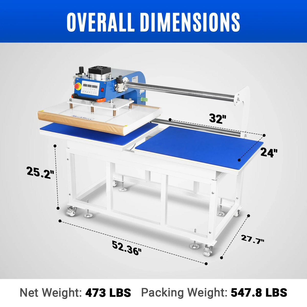MechMaxx 24x32 Inch (60x80cm) Industrial Pneumatic Dual Platen Heat Press - Auto Lift Digital Sublimation Transfer Machine (220V 8HP) - view 2