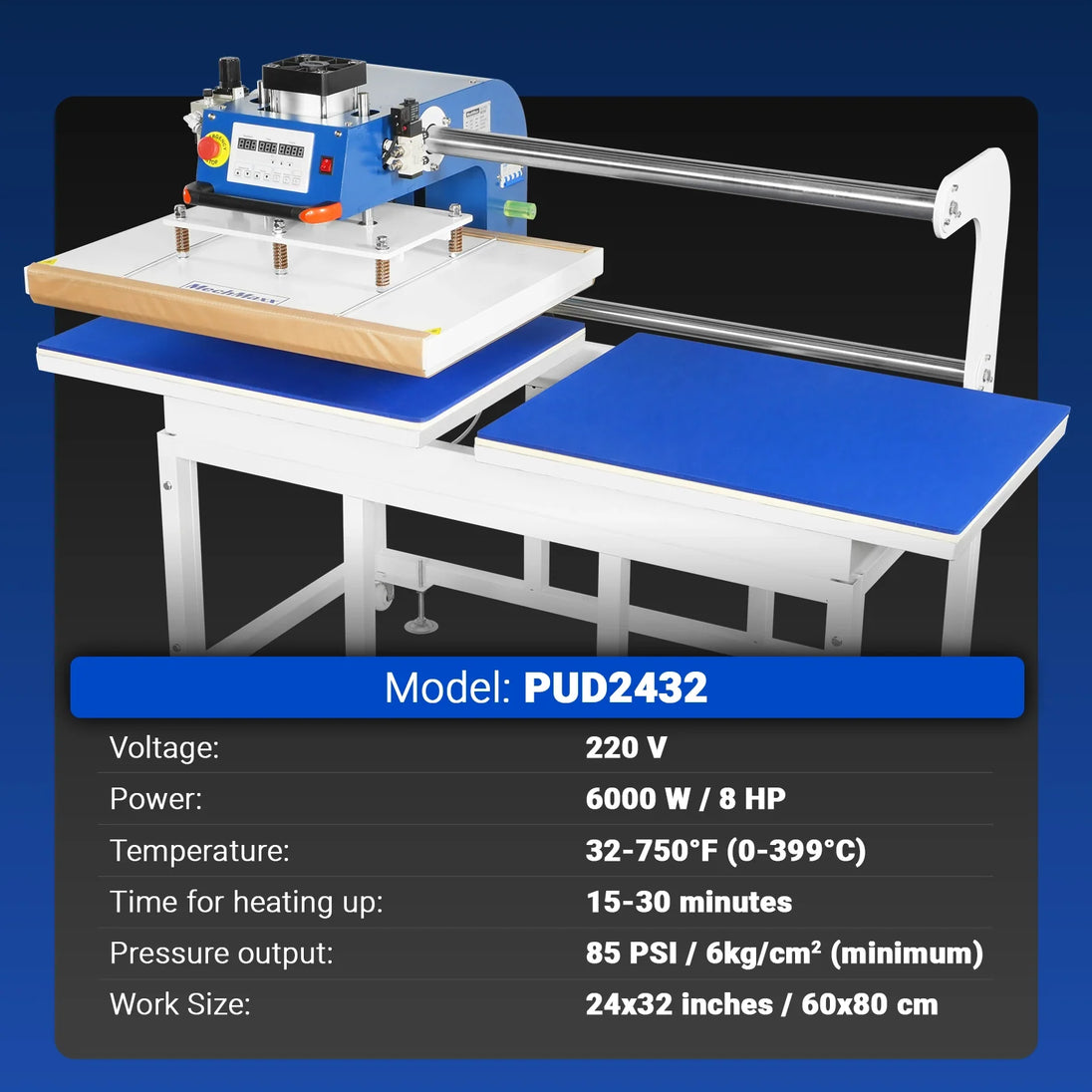 MechMaxx 24x32 Inch (60x80cm) Industrial Pneumatic Dual Platen Heat Press - Auto Lift Digital Sublimation Transfer Machine (220V 8HP) - view 4