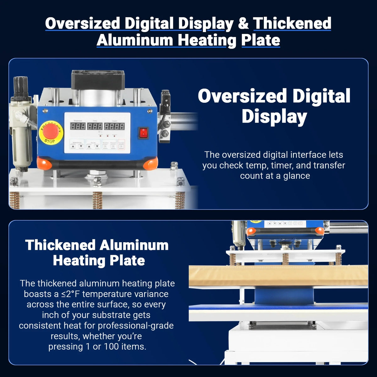 MechMaxx 24x32 Inch (60x80cm) Industrial Pneumatic Dual Platen Heat Press - Auto Lift Digital Sublimation Transfer Machine (220V 8HP) - view 6