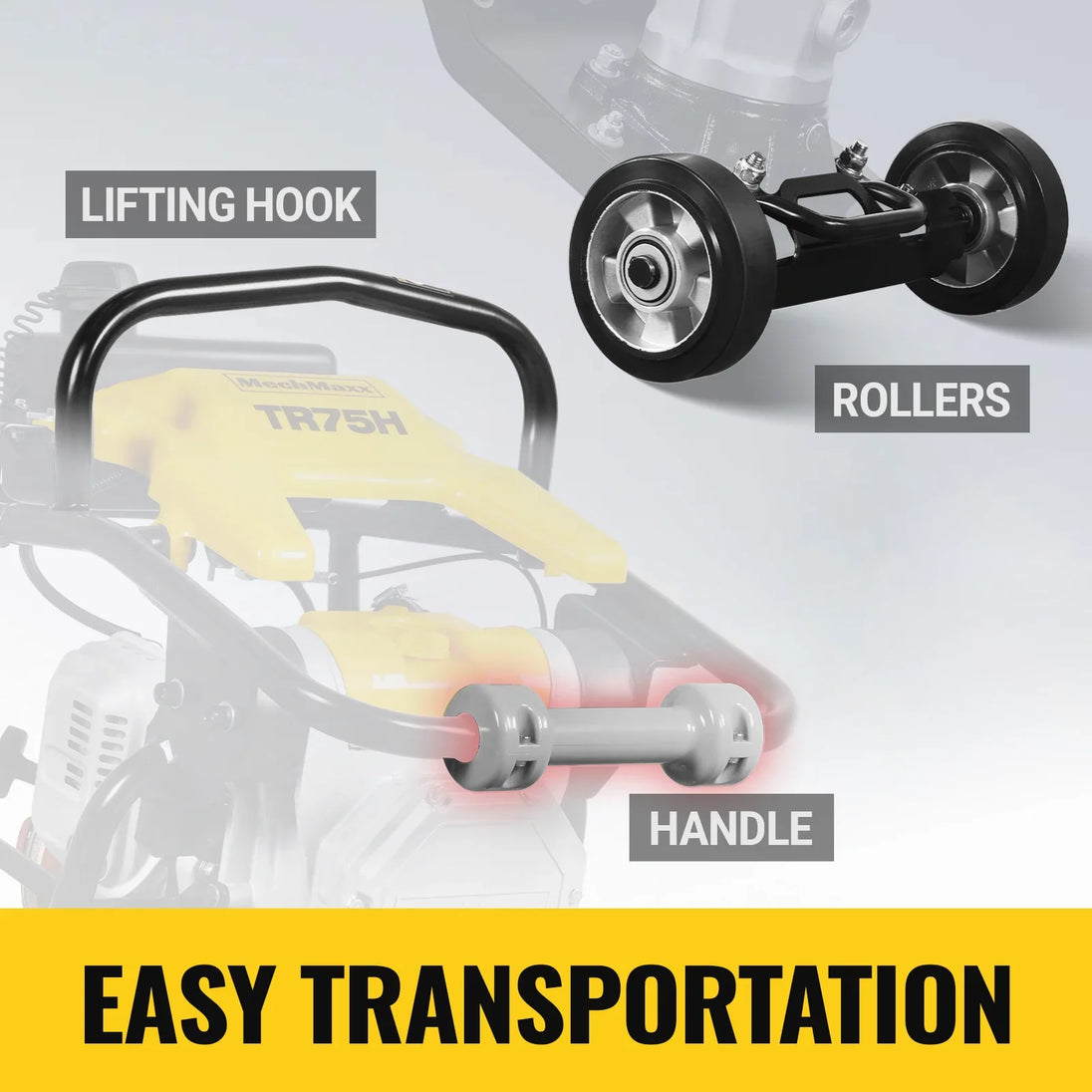 MechMaxx Honda GXR120 Tamping Rammer with Wheel Kit, 3150 lb Impact Force Jumping Jack Tamper Compactor for Soil, Gravel, Backfill and Foundation, TR75H - view 8