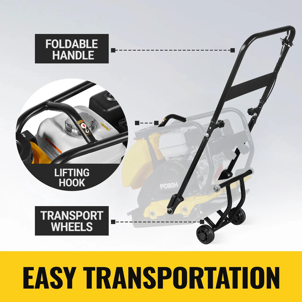 MechMaxx Honda GX160 Vibratory Plate Compactor with Wheel Kit, 3150 lb Centrifugal Force for Soil, Gravel, Asphalt and Paver Base, PC80H - view 7