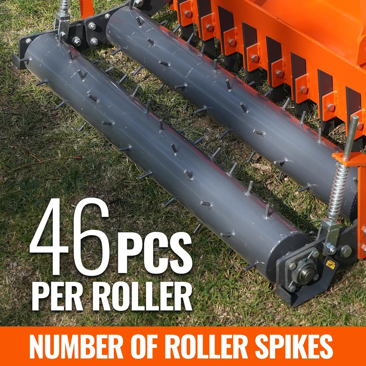 MechMaxx 60" Heavy Duty Soil Pulverizer, Double Spiked Roller, 21 Shanks, Category 1 and 2, 3 Point Hitch Tractor Attachment, TSP60D - view 5