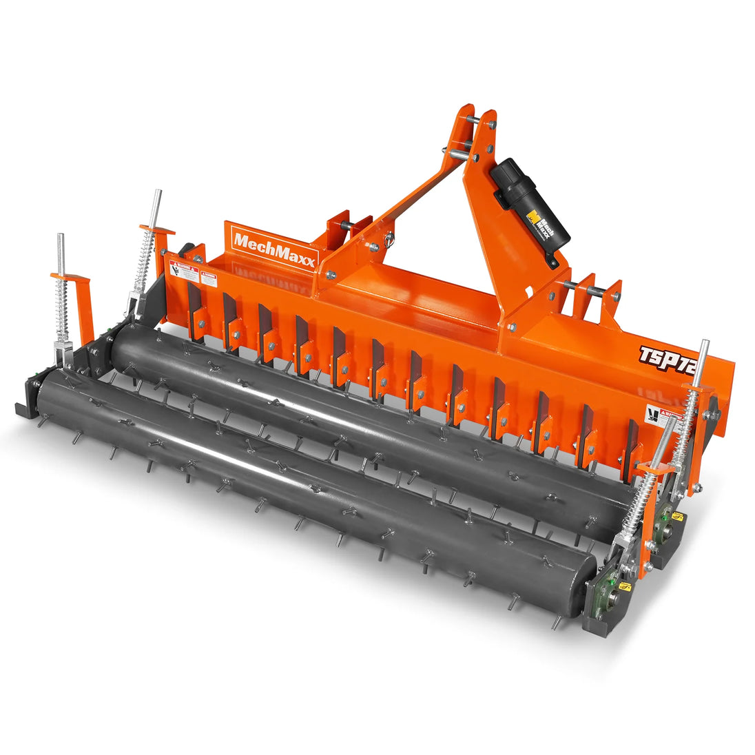 MechMaxx 72" Heavy Duty Soil Pulverizer, Double Spiked Roller, 25 Shanks, Category 1 and 2, 3 Point Hitch Tractor Attachment, TSP72D