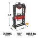 MechMaxx 75 Ton H-Frame Air/Hydraulic Shop Press with Hand Winch, Fully Welded Steel Frame, Safety Guard, Foot Pedal Control, HSP75 - view 2