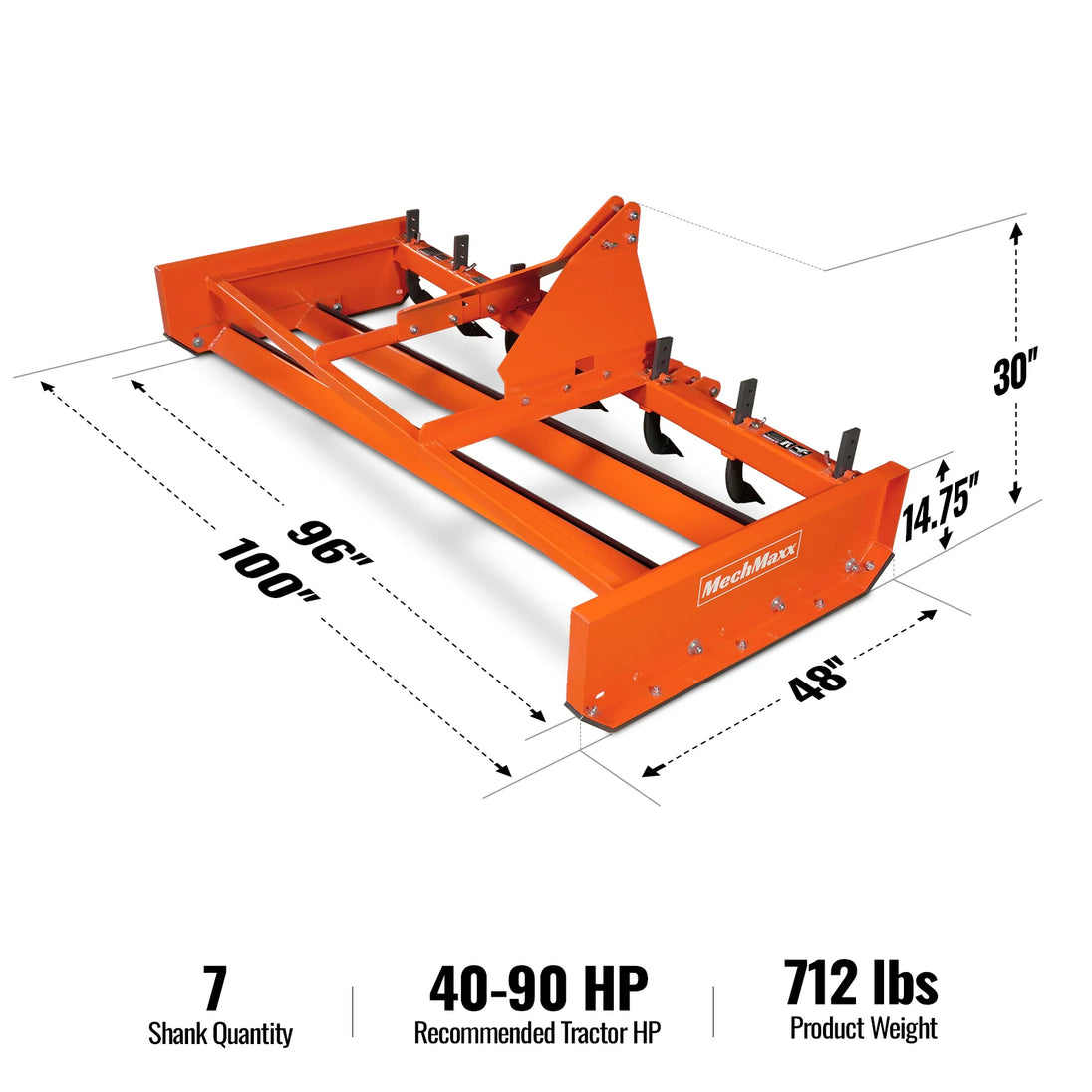 MechMaxx 96" Heavy Duty Land Leveler Land Plane Scraper Grader with Shanks 3 Point Hitch, LP96 - view 2