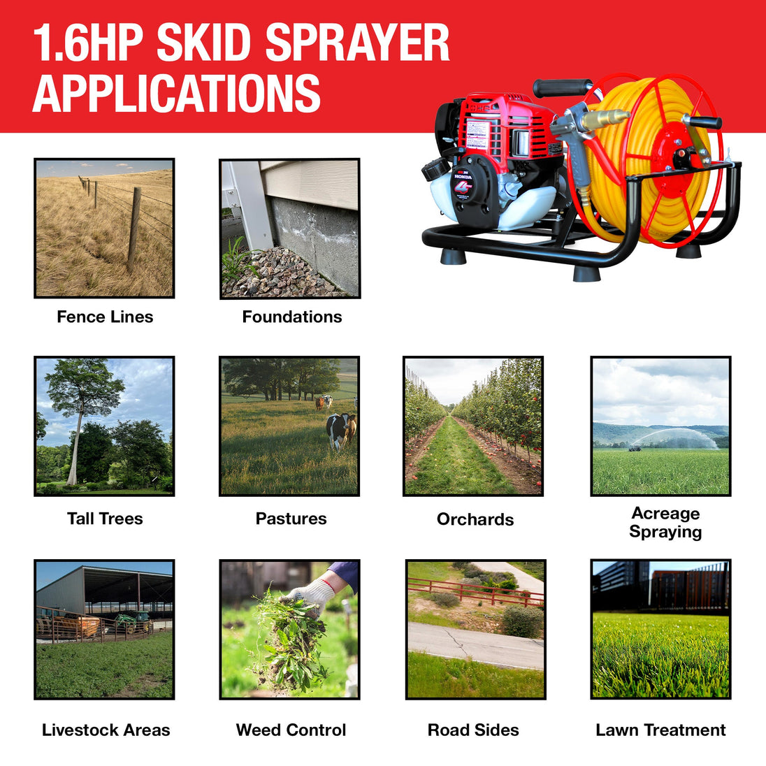 1.6HP Skid Sprayer Barrel Mount Only with Honda GX35 100ft Hose and 500 PSI Pump for Pest Control - view 17