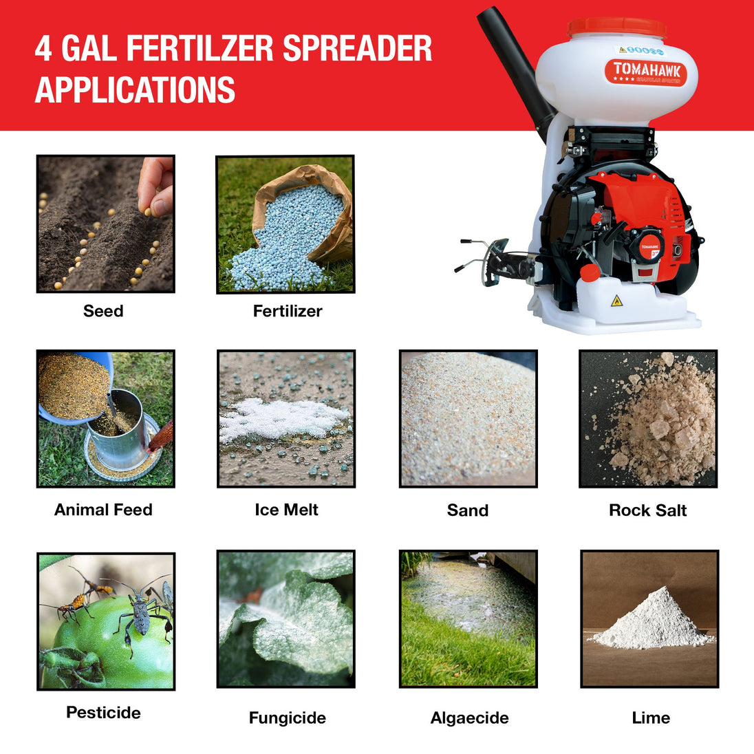 4 Gal Motorized Fertilizer Spreader Broadcast Lawn Seed Ice Melt Salt - view 16