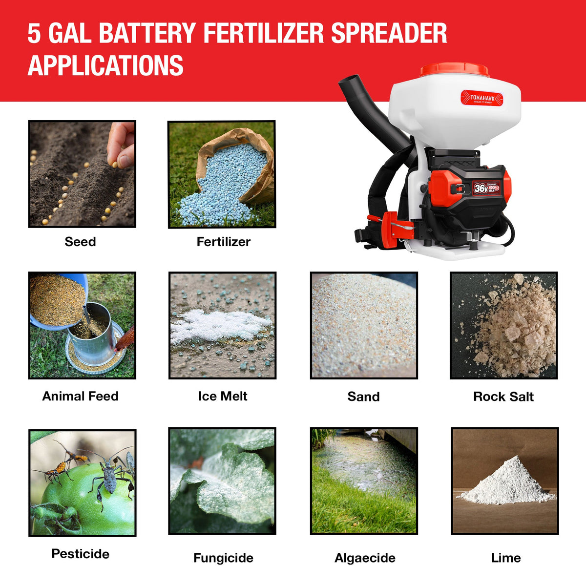 5 Gal Battery-Powered Fertilizer Spreader Broadcast Lawn Seed Ice Melt Salt - view 18