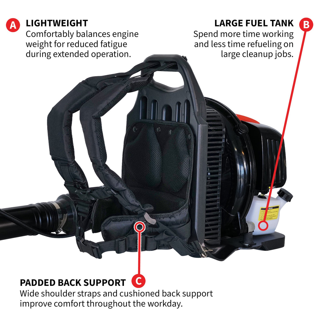 Cardinal 63.3cc Backpack Leaf Blower 675 CFM 196 MPH Gas Powered Professional Lawn Care Landscaping Yard Cleanup - view 5