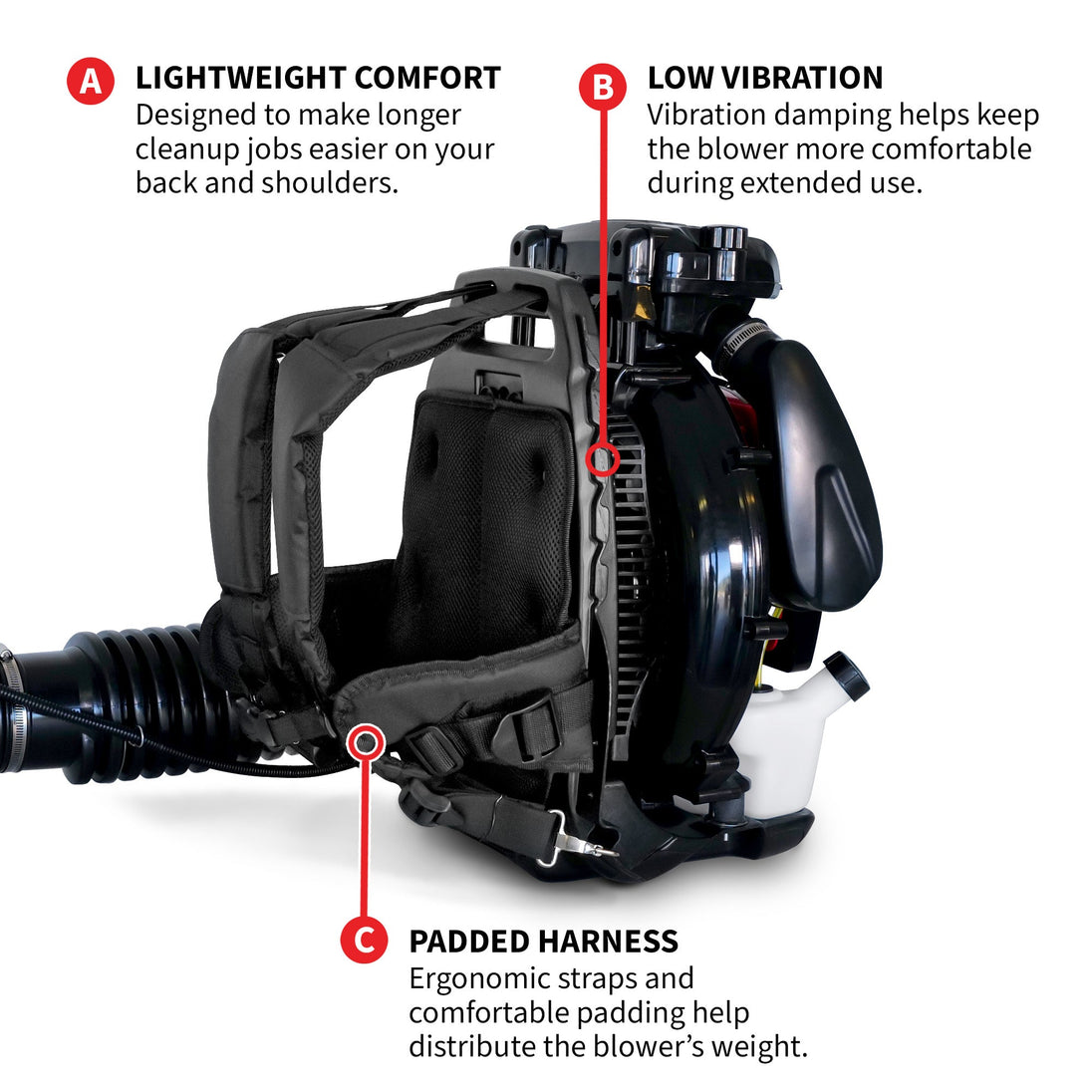 Cardinal 79.9cc Backpack Leaf Blower 920 CFM 206 MPH Gas Powered Professional Lawn Care Landscaping Yard Cleanup - view 4
