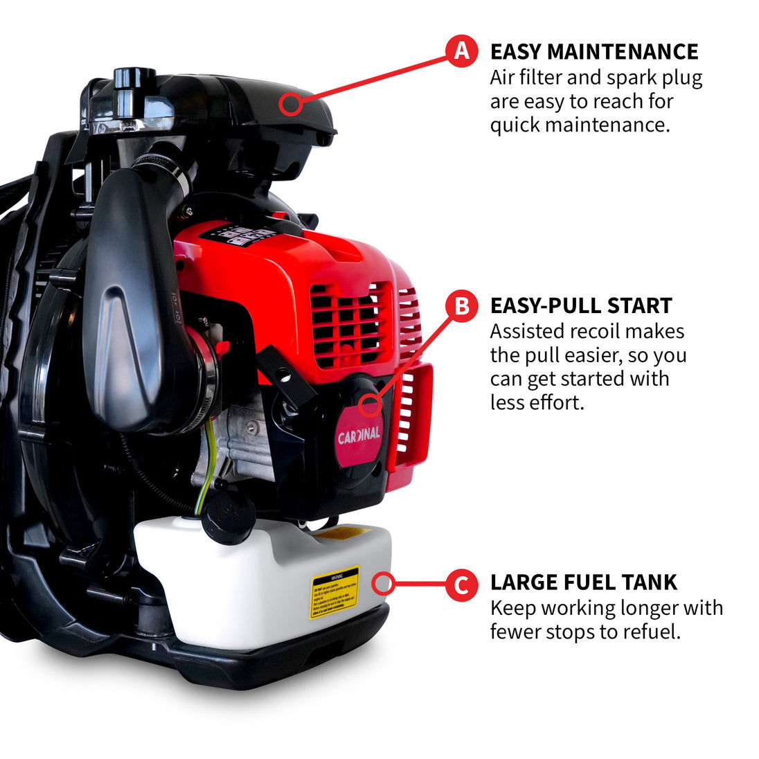 Cardinal 79.9cc Backpack Leaf Blower 920 CFM 206 MPH Gas Powered Professional Lawn Care Landscaping Yard Cleanup - view 5