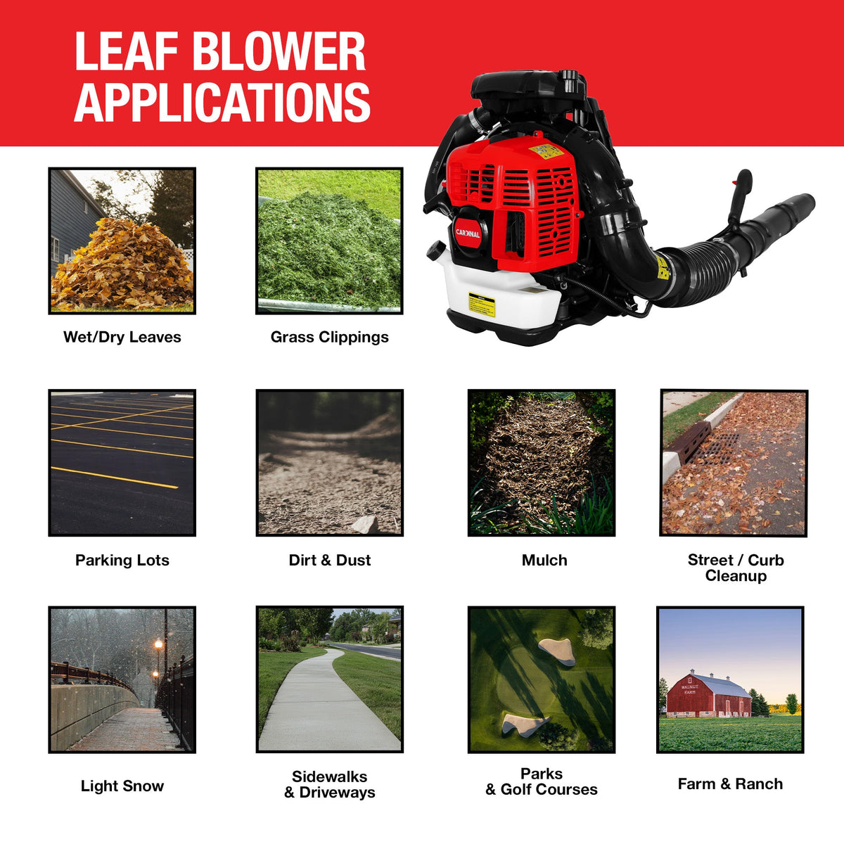Cardinal 79.9cc Backpack Leaf Blower 920 CFM 206 MPH Gas Powered Professional Lawn Care Landscaping Yard Cleanup - view 7