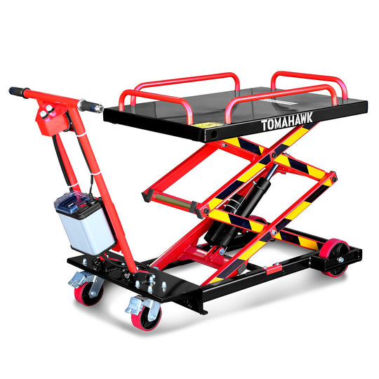 Electric Hydraulic Lift Table 600 lb, 59 in. Extension Portable Powered Scissor Lift Cart for Warehouses, Shops & Material Handling