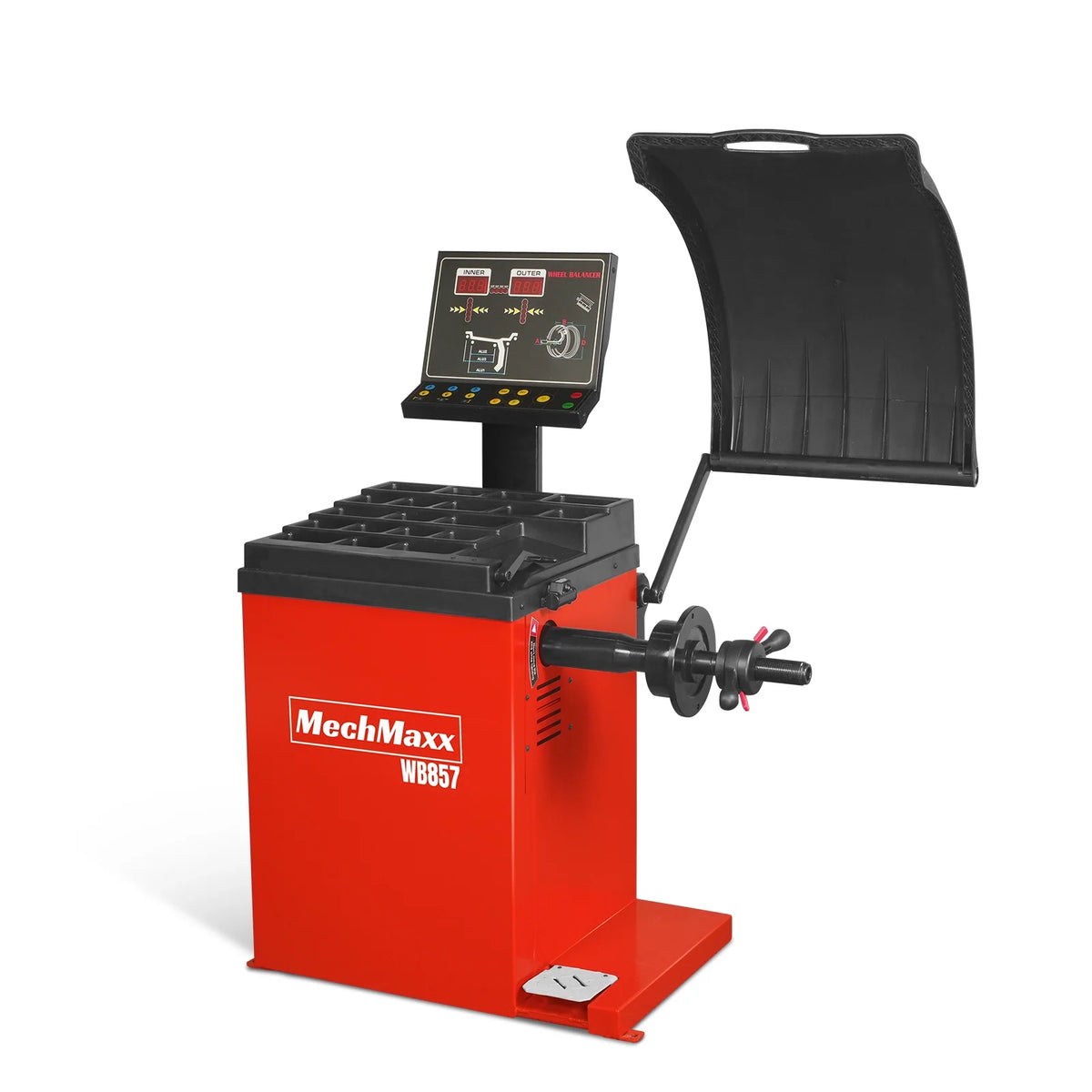 MechMaxx 10-24" Rim Wheel Balancer Car Tire Balancing Machine 40 mm Shaft with Foot Pedal Brake, Laser Guided and LED Illuminator, WB857