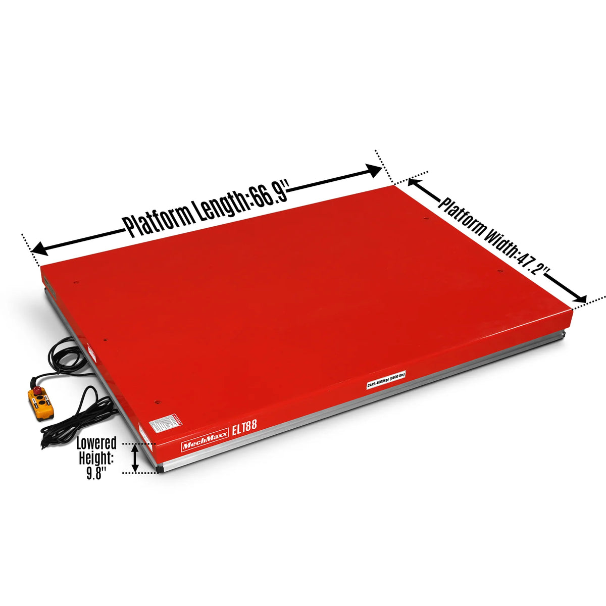 MechMaxx 8800lbs Capacity Stationary Hydraulic Lift Table, 66.9" x 47.2" Platform, 43.3" Height, UL Certified Motor, ELT88 - view 3